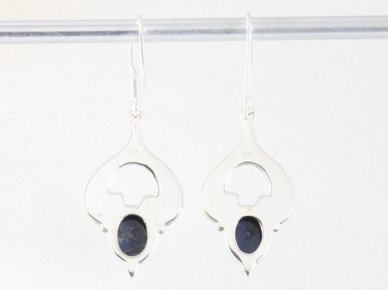 Bewerkte zilveren oorbellen met lapis lazuli afbeelding 2