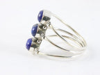 Opengewerkte zilveren ring met 3 lapis lazuli stenen afbeelding 2