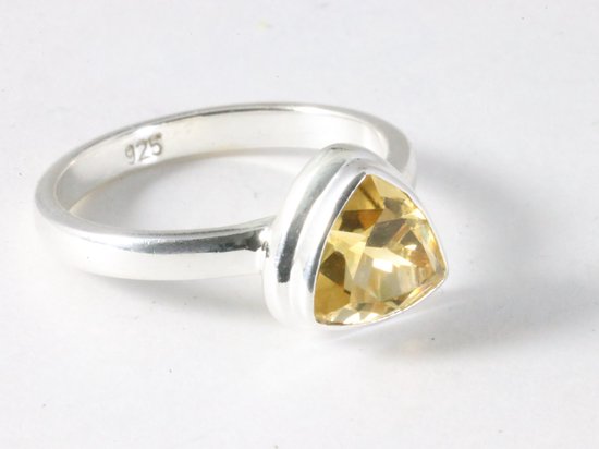 Hoogglans zilveren ring met citrien afbeelding 1