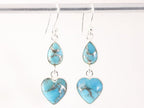Zilveren hartjes oorbellen met blauwe koperturkoois afbeelding 4