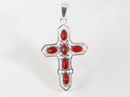 Zilveren kruishanger met granaat afbeelding 3