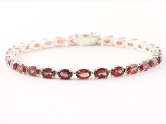 Zilveren tennisarmband met granaat afbeelding 1