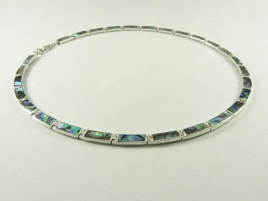 Zilveren collier met abalone schelp afbeelding 2