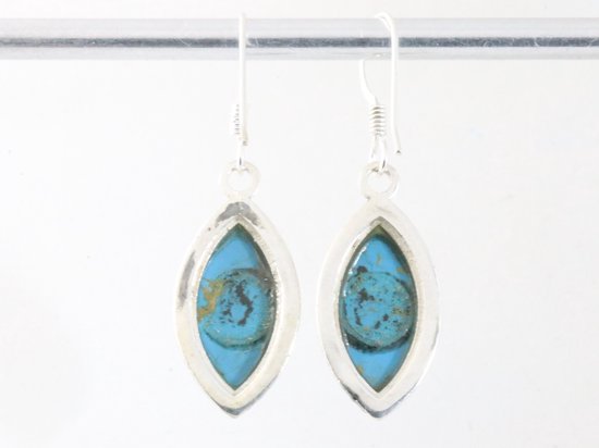 Bewerkte zilveren oorbellen met blauwe turkoois afbeelding 3