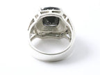 Opengewerkte zilveren ring met onyx en marcasiet afbeelding 3