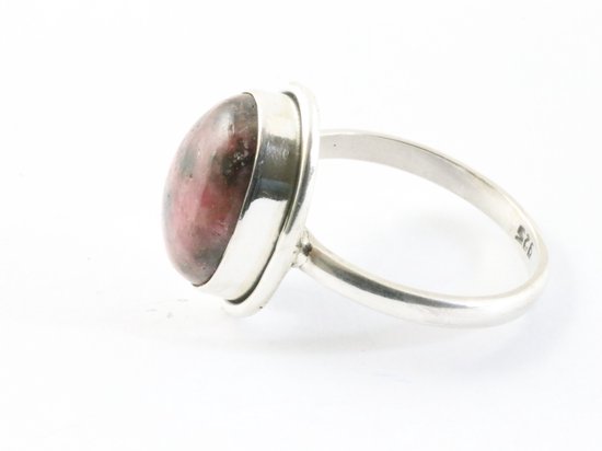 Ovale zilveren ring met rhodoniet afbeelding 2
