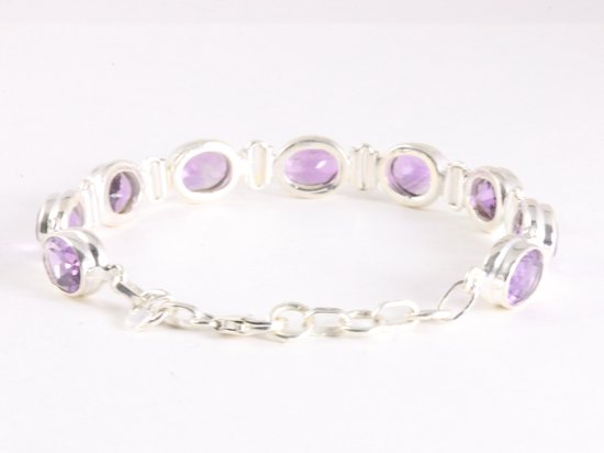 Zware zilveren armband met amethist afbeelding 3