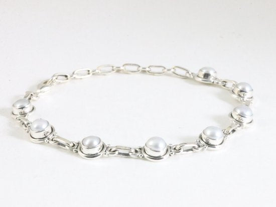 Fijne zilveren armband met parel afbeelding 2