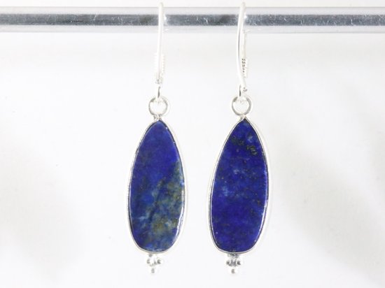 Druppelvormige zilveren oorbellen met lapis lazuli afbeelding 3