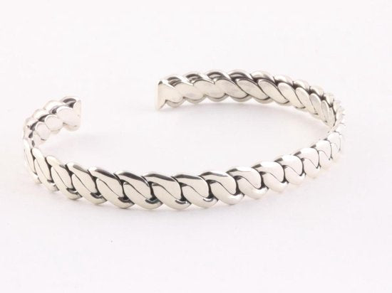 Fijne bewerkte zilveren klemarmband afbeelding 2