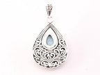 Bewerkte druppelvormige zilveren hanger met larimar afbeelding 3