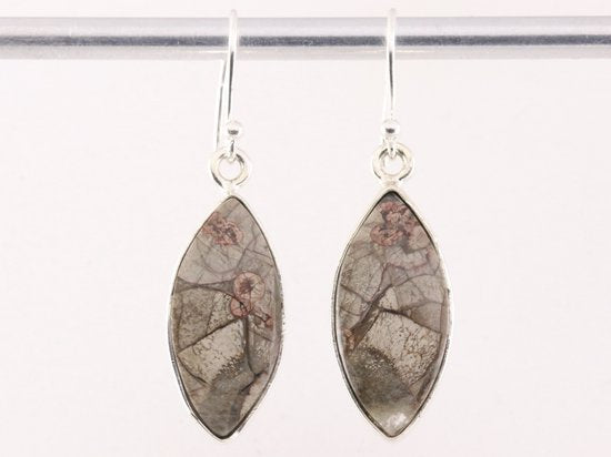 Zilveren oorbellen met groene champignon jaspis afbeelding 1