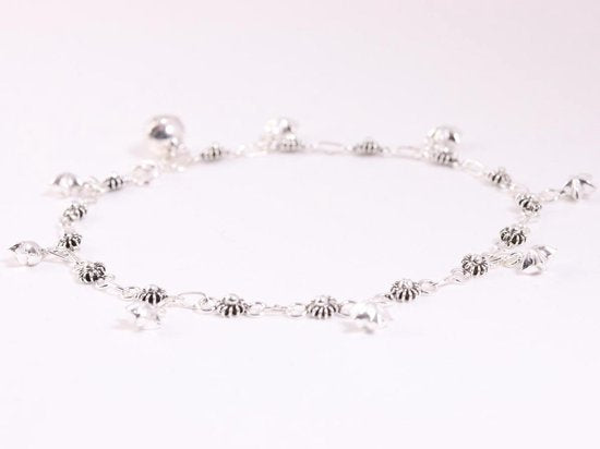 Zilveren enkelband met bloemetjes en sterren afbeelding 2