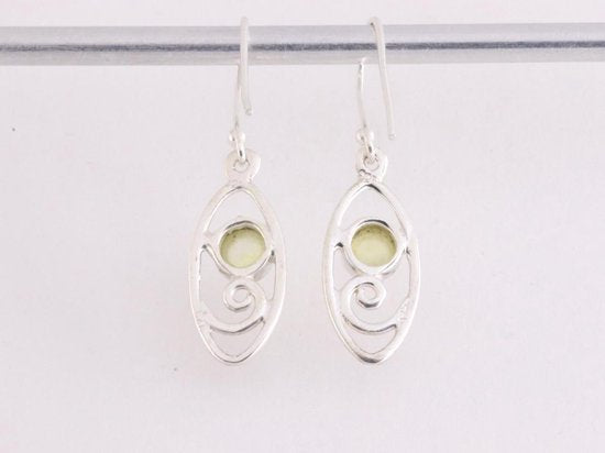 Fijne opengewerkte zilveren oorbellen met prehniet afbeelding 2