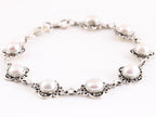 Bewerkte zilveren armband met zoetwater parels afbeelding 2