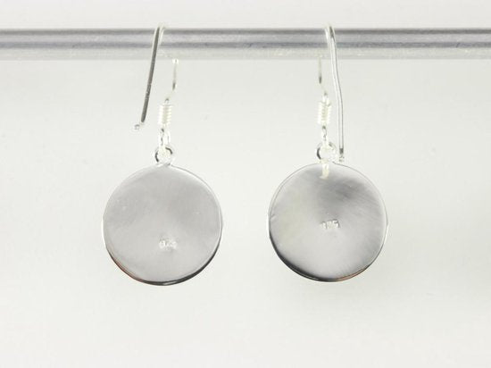 Ronde zilveren oorbellen met blauwe turkoois afbeelding 3