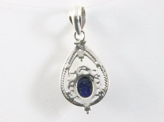 Opengewerkte zilveren hanger met lapis lazuli afbeelding 3