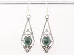 Lange opengewerkte zilveren oorbellen met malachiet afbeelding 4