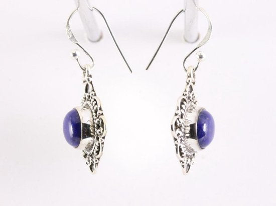 Bewerkte zilveren oorbellen met lapis lazuli afbeelding 2