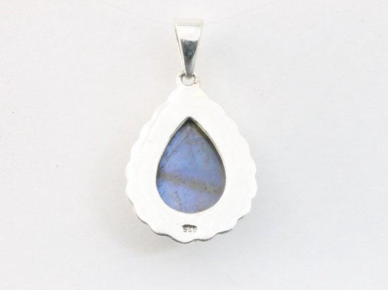 Bewerkte druppelvormige zilveren hanger met labradoriet afbeelding 3