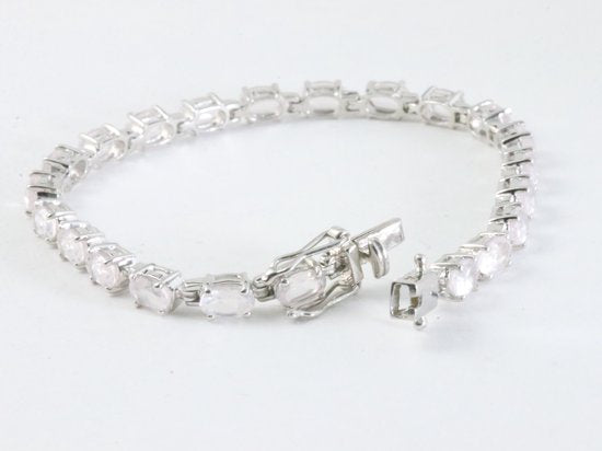 Zilveren tennisarmband met rozenkwarts afbeelding 3