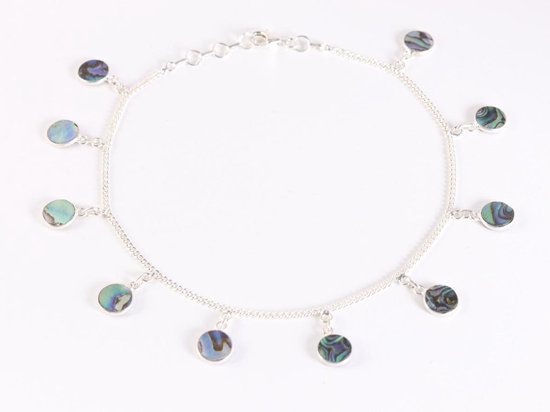 Zilveren enkelband met abalone schelp afbeelding 1