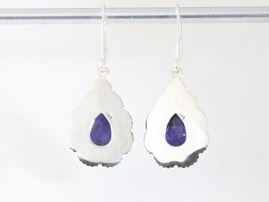 Bewerkte zilveren oorbellen met lapis lazuli afbeelding 3