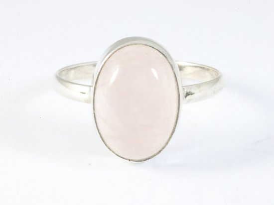 Ovale zilveren ring met rozenkwarts afbeelding 4