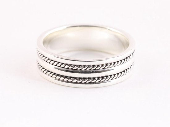 Zilveren ring met kabelpatronen afbeelding 1
