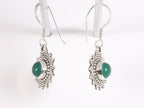 Fijne bewerkte zilveren oorbellen met groene onyx afbeelding 2