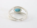 Opengewerkte hoogglans zilveren ring met larimar afbeelding 3
