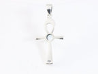 Fijne zilveren ankh hanger met blauwe topaas afbeelding 3