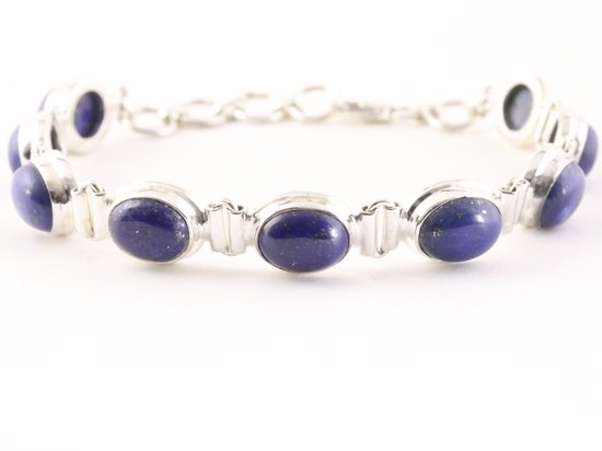 Zware zilveren armband met lapis lazuli afbeelding 1