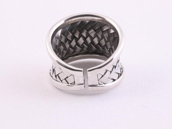 Gevlochten zilveren ring afbeelding 2