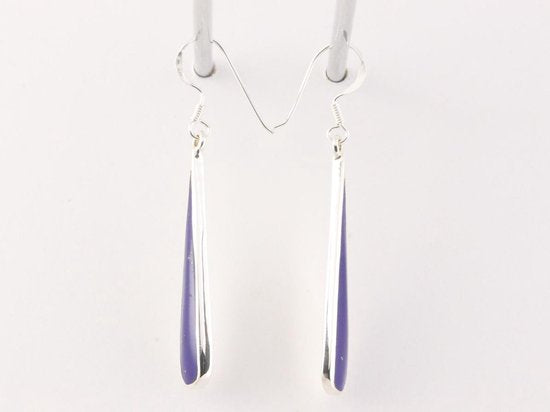 Lange druppelvormige zilveren oorbellen met lapis lazuli afbeelding 4