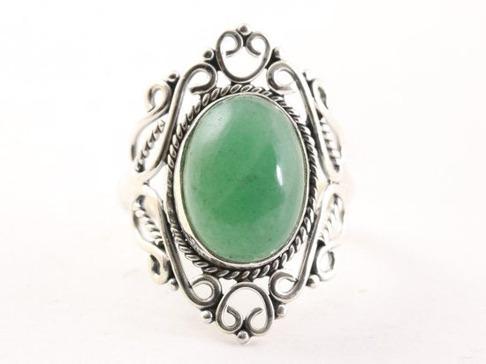 Opengewerkte zilveren ring met groene aventurijn afbeelding 4