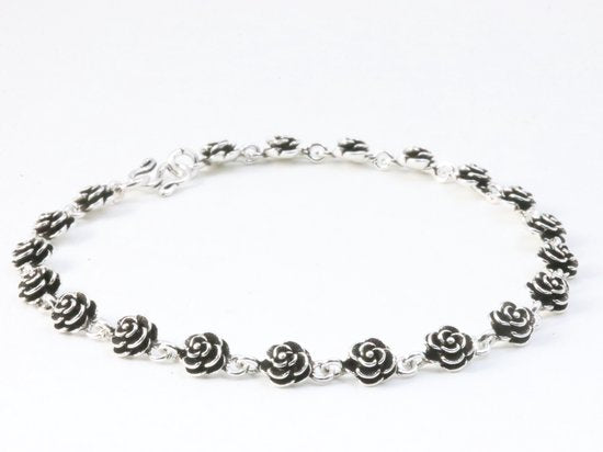 Zilveren enkelband met roosjes afbeelding 2