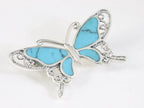 Zilveren vlinder broche met blauwe turkoois afbeelding 2