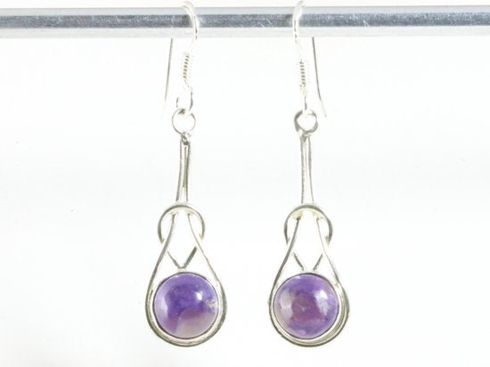 Zilveren oorbellen met paarse charoiet afbeelding 4