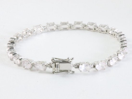 Zilveren tennisarmband met rozenkwarts afbeelding 2