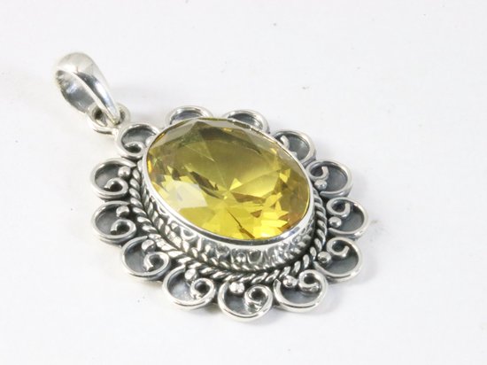 Bewerkte zilveren hanger met citrien afbeelding 2
