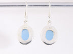 Bewerkte ovale zilveren oorbellen met blauwe chalcedoon afbeelding 3