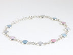 Fijne hoogglans zilveren armband met veelkleurige parelmoer afbeelding 2