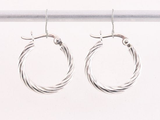 Fijne bewerkte ronde zilveren oorringen afbeelding 3