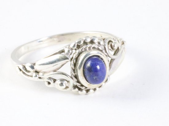 Fijne bewerkte zilveren ring met lapis lazuli afbeelding 1