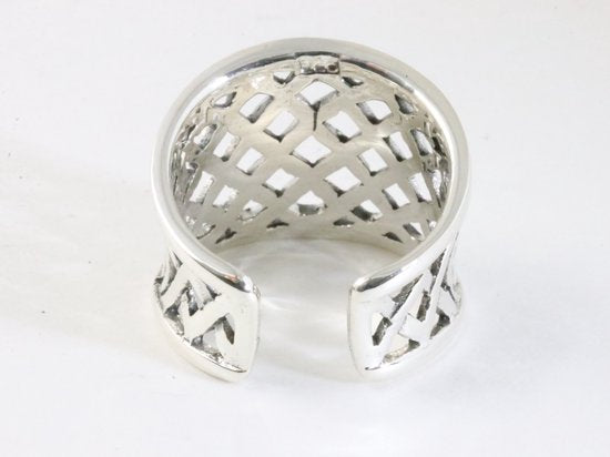 Brede opengewerkte zilveren ring afbeelding 3