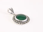 Ovale zilveren hanger met jade en marcasiet afbeelding 2