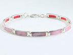 Hoogglans zilveren armband met roze parelmoer afbeelding 1
