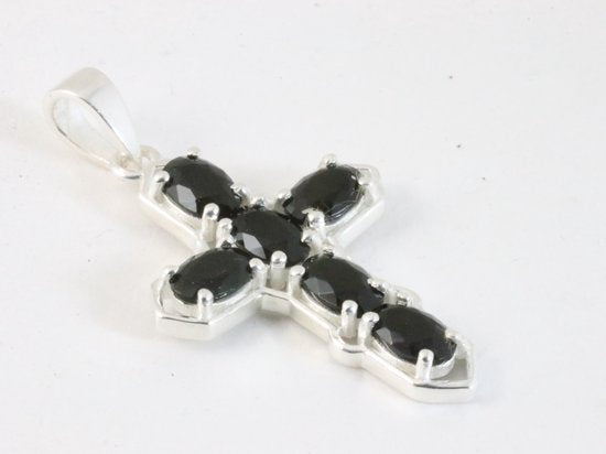 Zilveren kruishanger met onyx afbeelding 2