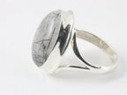 Hoogglans zilveren ring met zwarte rutielkwarts afbeelding 2